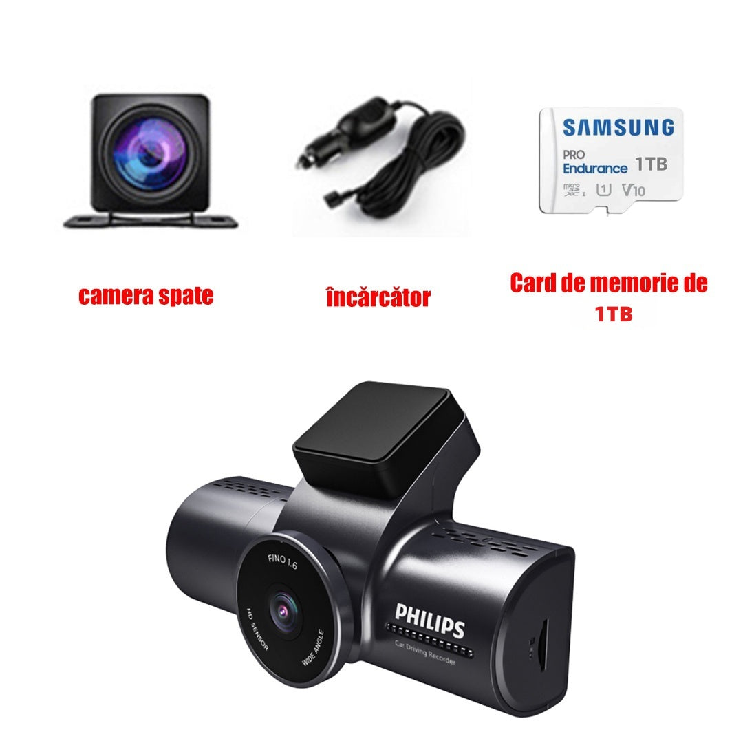 Înregistrator inteligent de conducere PHILIPS, instalare wireless, reîncărcabilă, standby lung