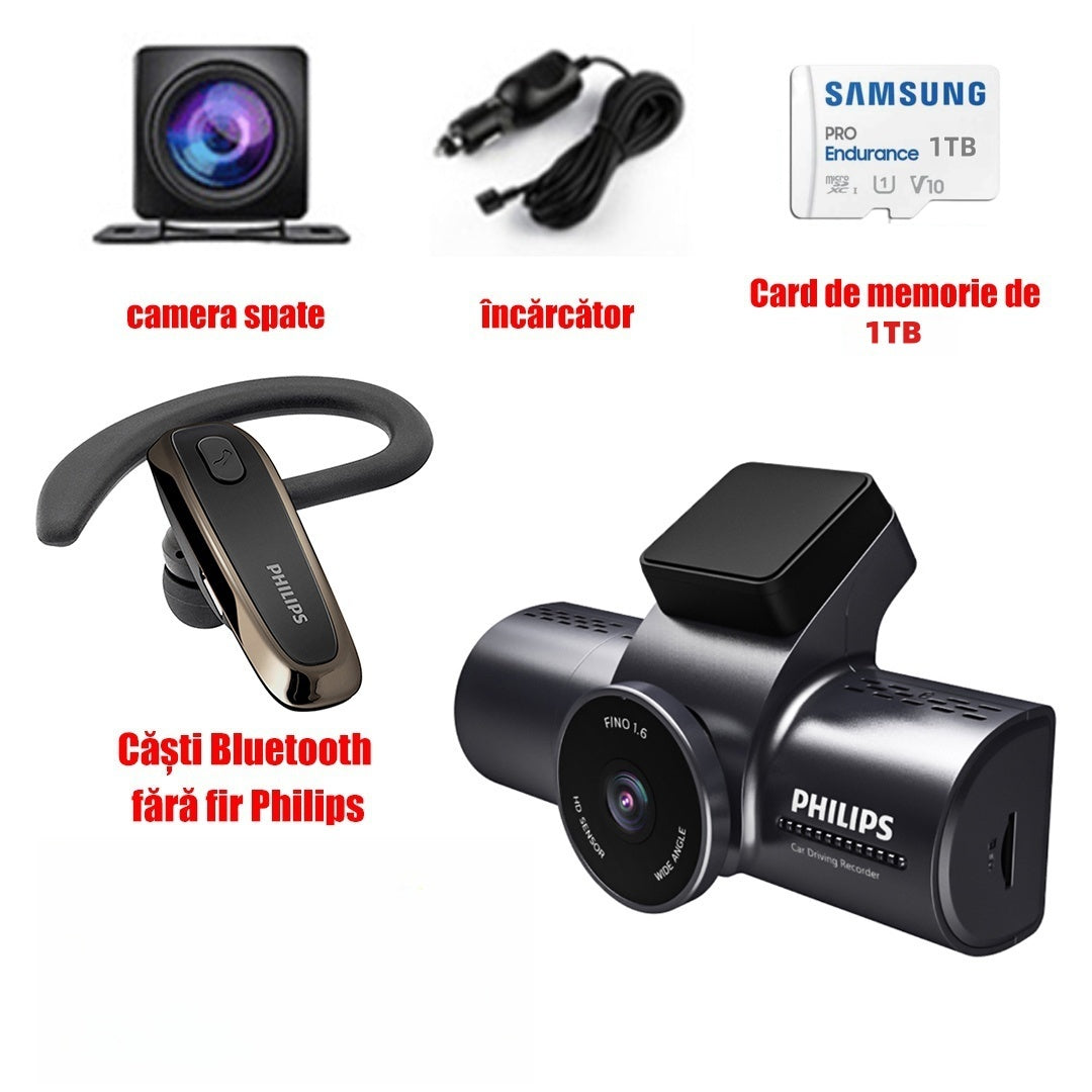 Înregistrator inteligent de conducere PHILIPS, instalare wireless, reîncărcabilă, standby lung