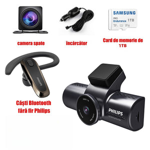 Înregistrator inteligent de conducere PHILIPS, instalare wireless, reîncărcabilă, standby lung