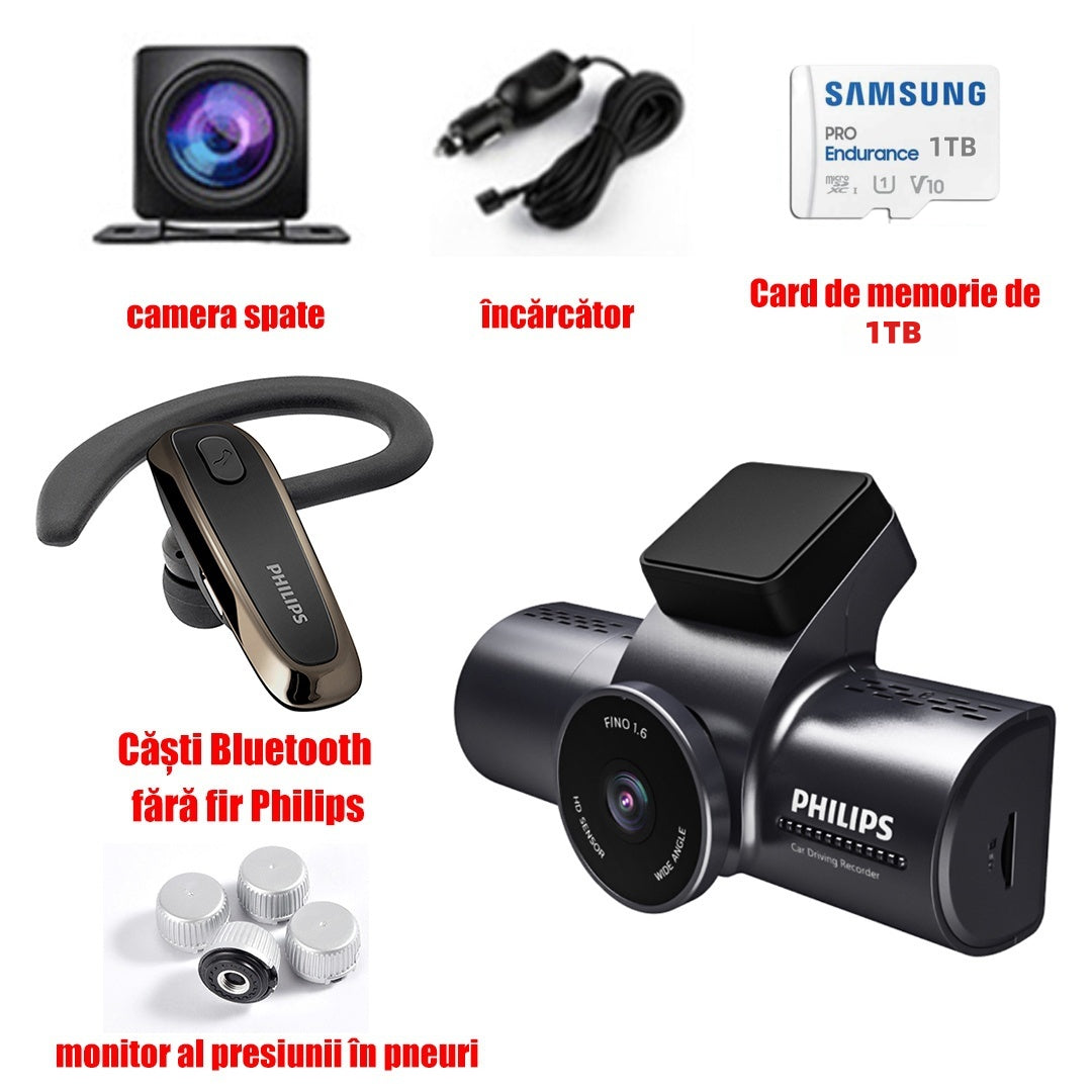 Înregistrator inteligent de conducere PHILIPS, instalare wireless, reîncărcabilă, standby lung