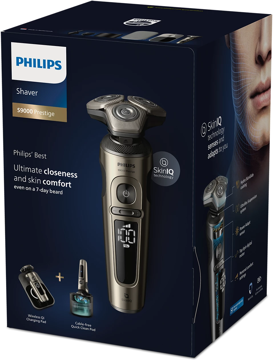 Philips®Shaver S9000 Prestige Nedves száraz elektromos borotva SkinIQ-val