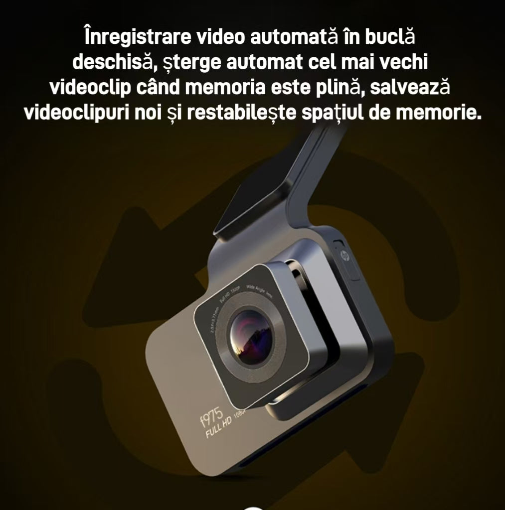 Înregistrator de condus cu camere HP 360° UHD duble față și spate