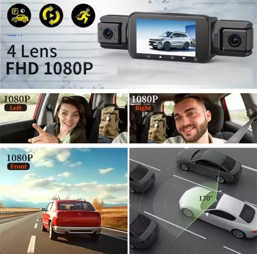Noua înregistrare Sony Smart Driving - 4 camere cu GPS WIFI FHD 1080P față, spate, lateral, lateral, vedere pe timp de noapte Monitorizare parcare 24 de ore
