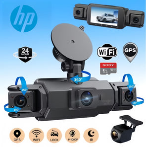 Cameră auto inteligentă HP nouă - 4 camere cu GPS WIFI FHD 1080P față, spate, laterală, vedere nocturnă, monitorizare parcare 24 de ore