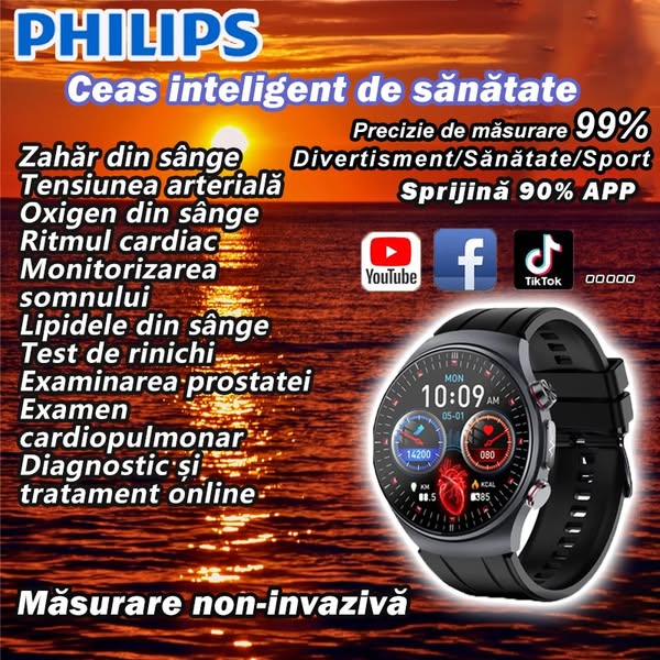 【Philips Healthcare】Măsurare neinvazivă de înaltă precizie a glicemiei, ceas inteligent pentru aci