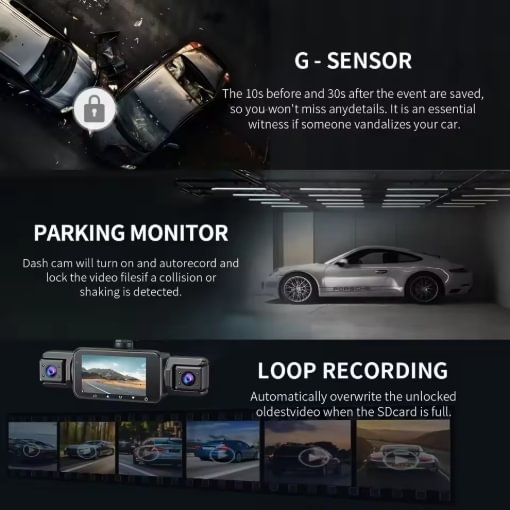 Noua înregistrare Sony Smart Driving - 4 camere cu GPS WIFI FHD 1080P față, spate, lateral, lateral, vedere pe timp de noapte Monitorizare parcare 24 de ore