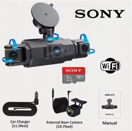 Noua înregistrare Sony Smart Driving - 4 camere cu GPS WIFI FHD 1080P față, spate, lateral, lateral, vedere pe timp de noapte Monitorizare parcare 24 de ore