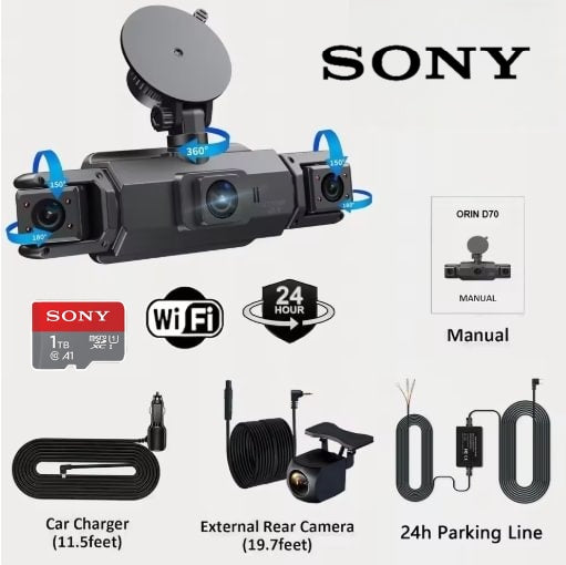Noua înregistrare Sony Smart Driving - 4 camere cu GPS WIFI FHD 1080P față, spate, lateral, lateral, vedere pe timp de noapte Monitorizare parcare 24 de ore