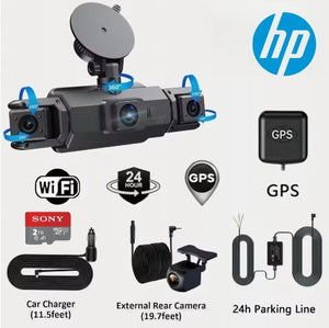 Cameră auto inteligentă HP nouă - 4 camere cu GPS WIFI FHD 1080P față, spate, laterală, vedere nocturnă, monitorizare parcare 24 de ore