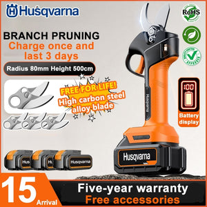 Foarfecă de grădină Husqvarna 15000W cu baterie litiu-ion și motor fără perii