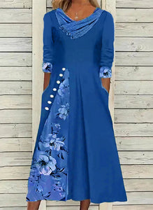 Rochie de tunică florală cu decolteu în V Midi A-line