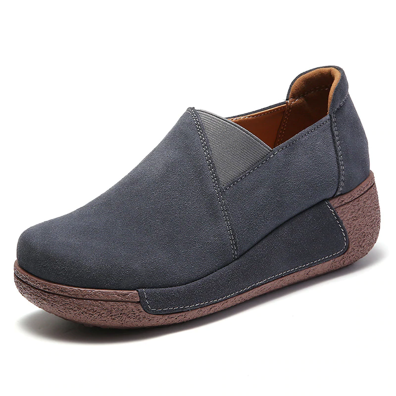 Pantofi de sport plat din piele de căprioară