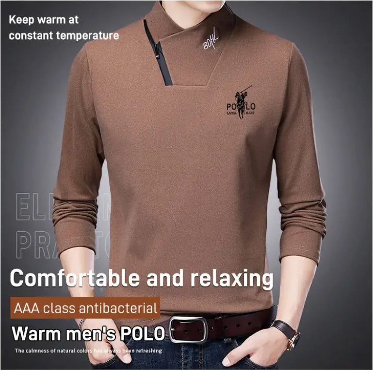 Pulover din lână dublă cu guler cu fermoar Paul la modă pentru bărbați, tricou imprimat cald