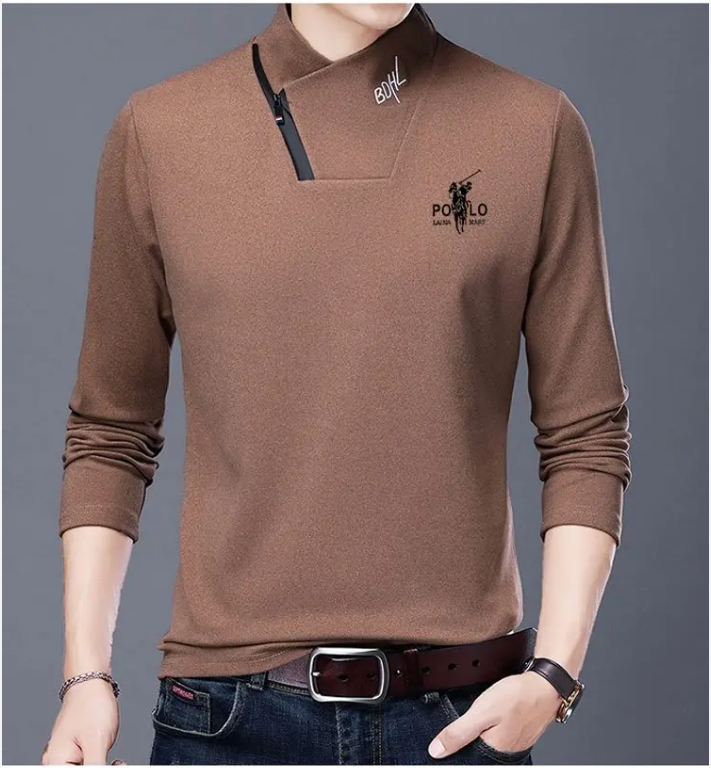 Pulover din lână dublă cu guler cu fermoar Paul la modă pentru bărbați, tricou imprimat cald
