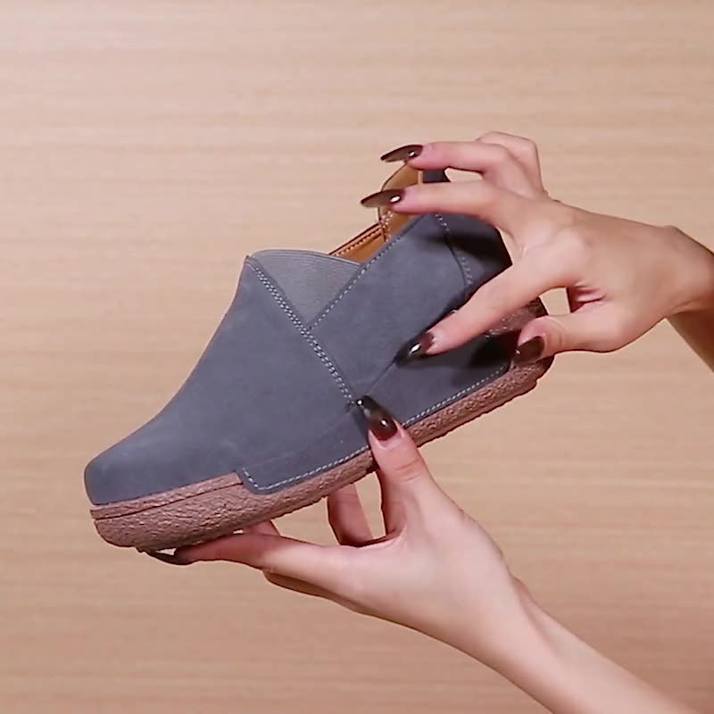 Pantofi de sport plat din piele de căprioară