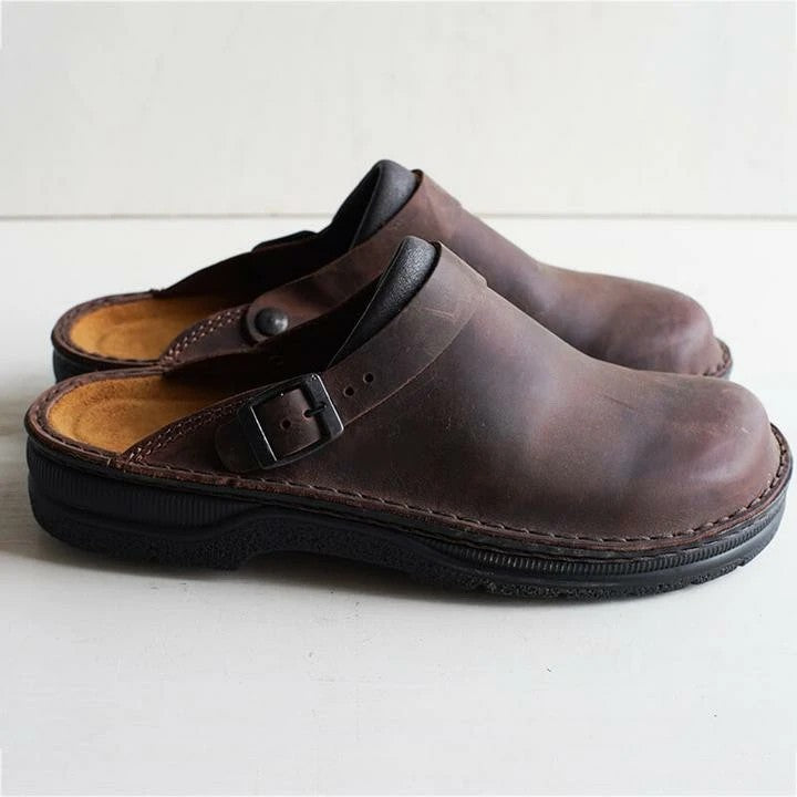 Sandale casual cu talpă moale din piele, de tip wrap-around